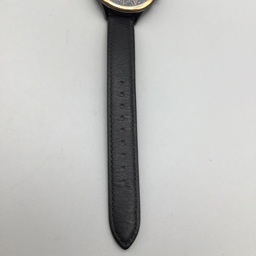Fossil Womens Watch 36mm Gray Glitter Dial Black Leather BQ3117 New Battery